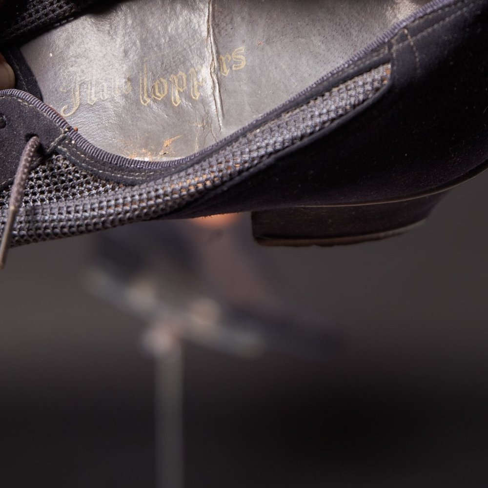 1940s Navy Blue Mesh and Suede Oxfords Shoes